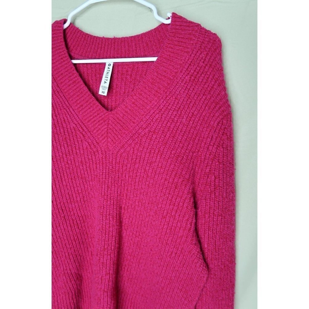 Athleta Shasta Tunic Sweater Chunky Oversized Pink High Low Wool Blend Size XS - Picture 4 of 13